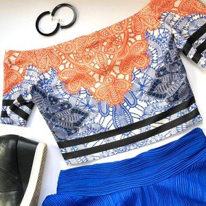 Jealous Tomato Off Shoulder Zip Cropped Top